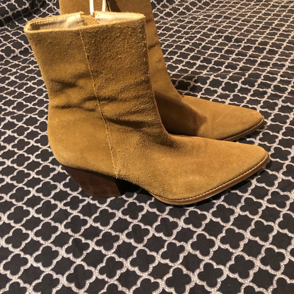 Matisse Yellow Suede Pointed Ankle Booties - Picture 2 of 9